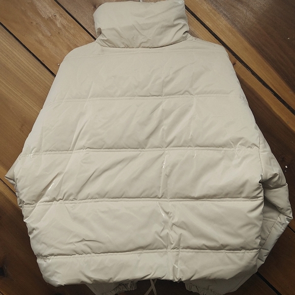 NEW! Women's Iridescent Shine Duvet Puffer Jacket Coat, Light Beige - Wild Fable - Picture 6 of 16